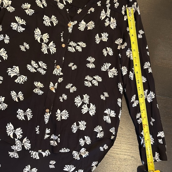 MAEVE Anthropologie rayon bow pattern high low hem blouse size 0 - Picture 10 of 10